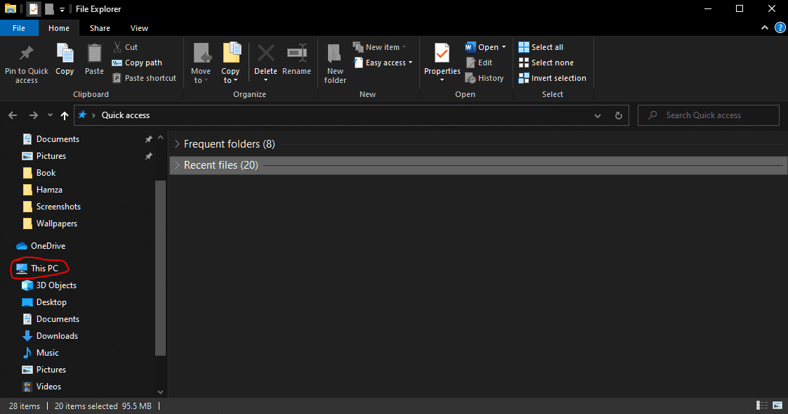 Window of File explorer PC