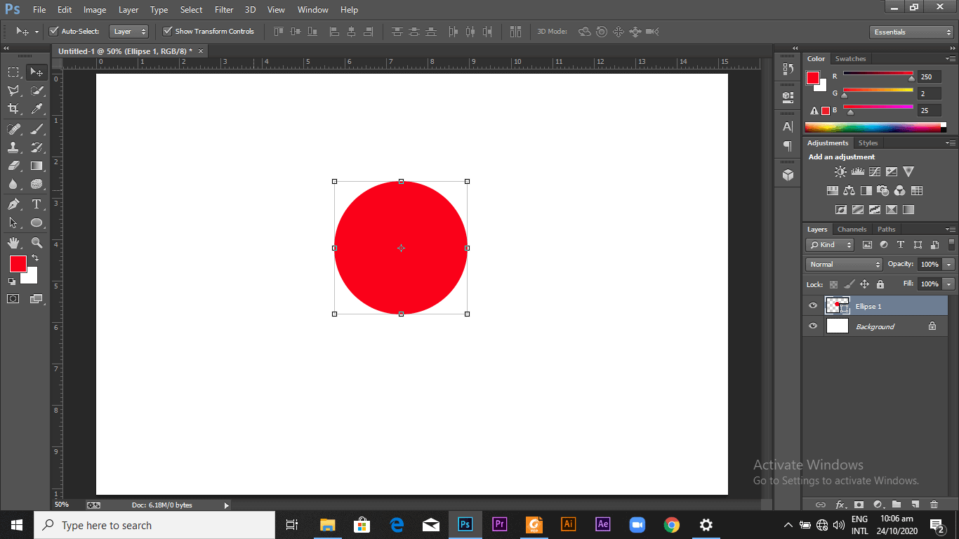 Red circle on the background layer
